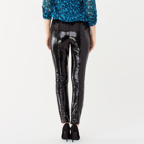 DVF Black Sequined Skinny Pants - Picture 3 of 14